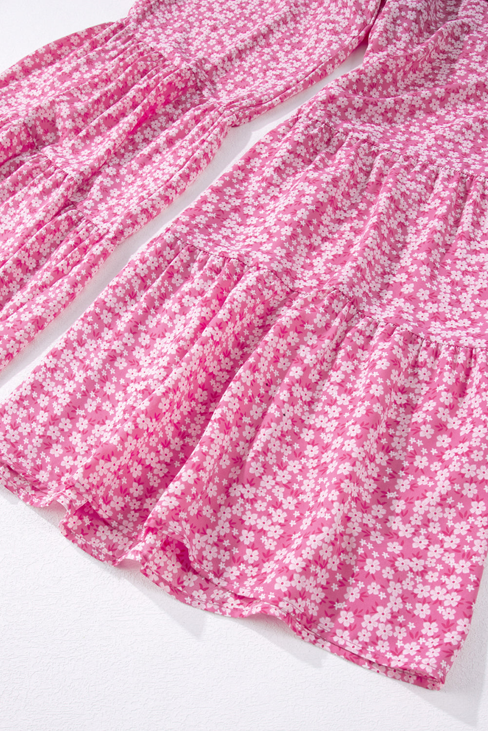 Purple Pink Smocked Wide Leg Floral Jumpsuit