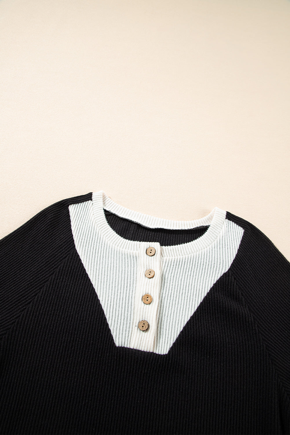 Black Ribbed Loose Fit Top