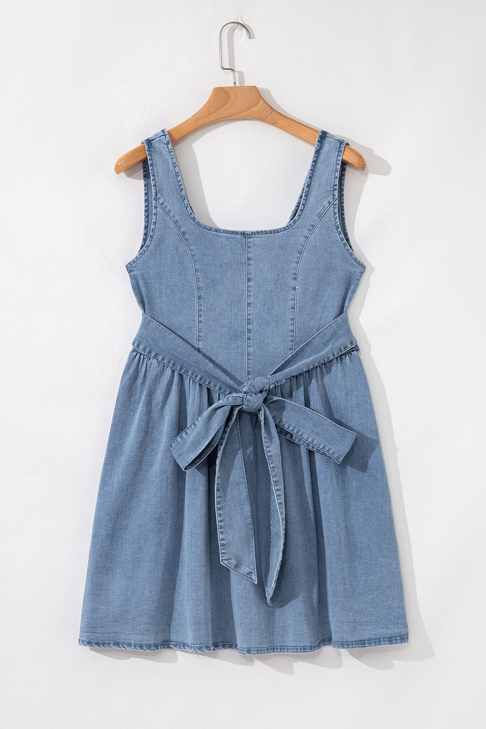 Square Bowknot Denim Dress