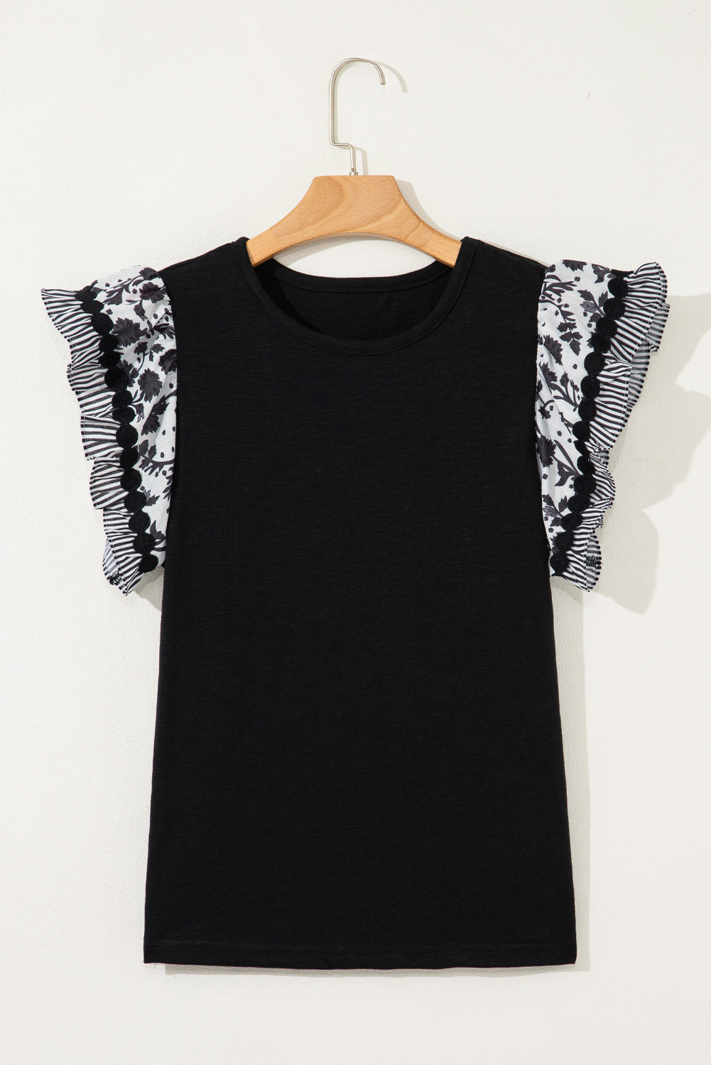 Black Contrast Patchwork Blouse