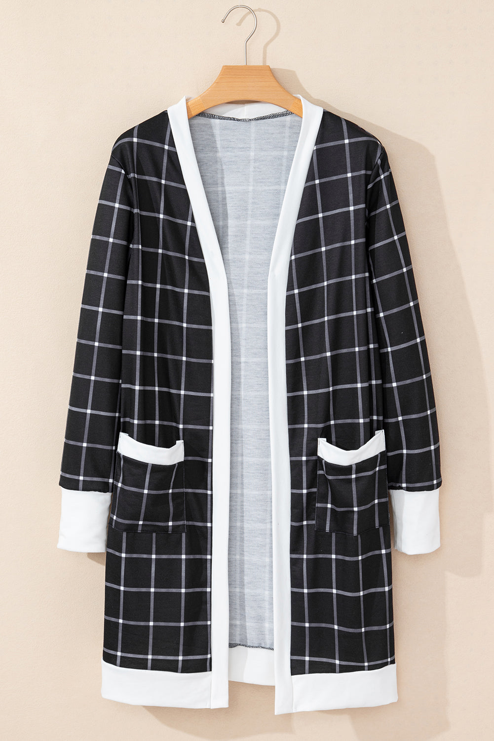 Black Plaid Colorblock Cardigan