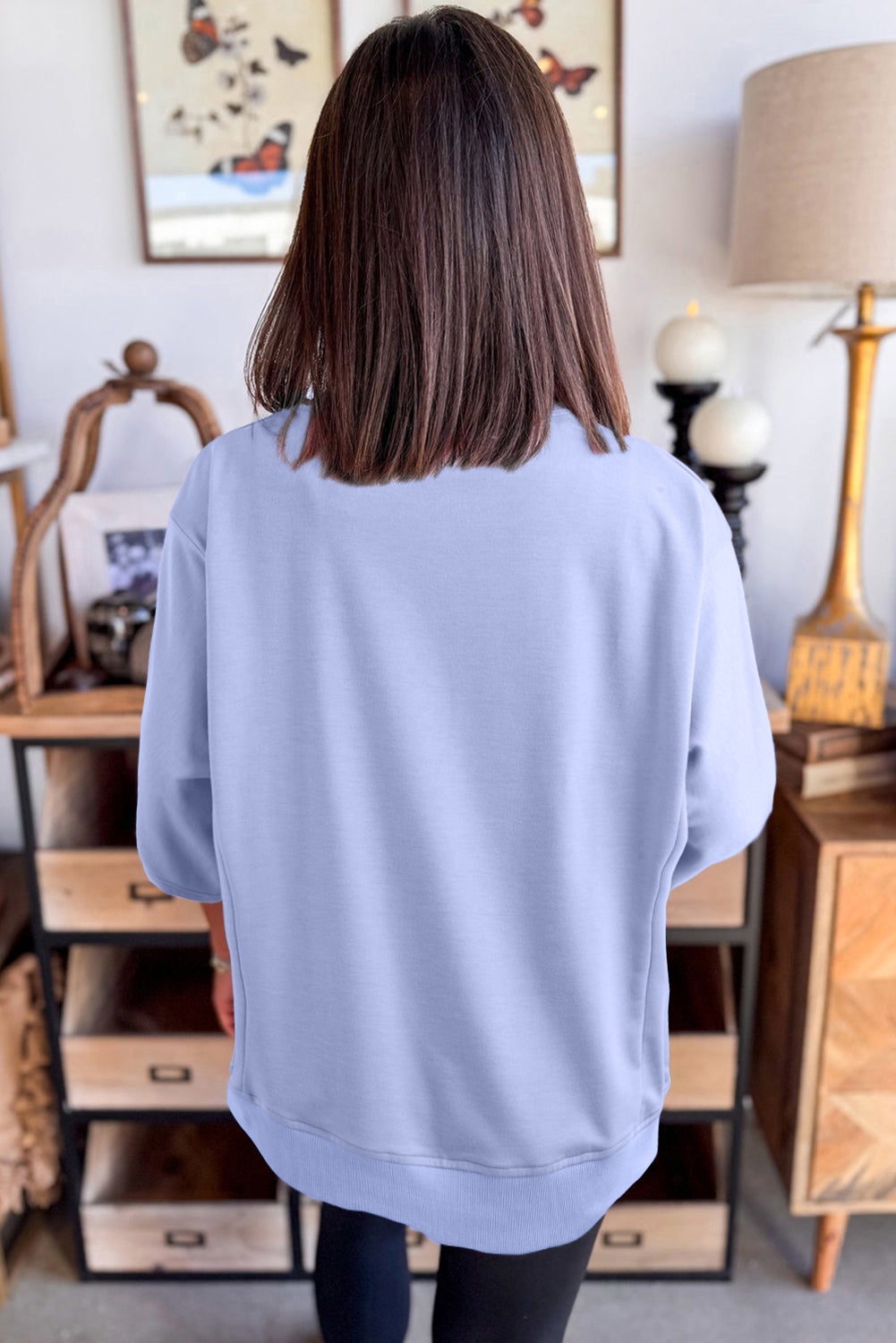 Blue Floral Patched Tunic Top