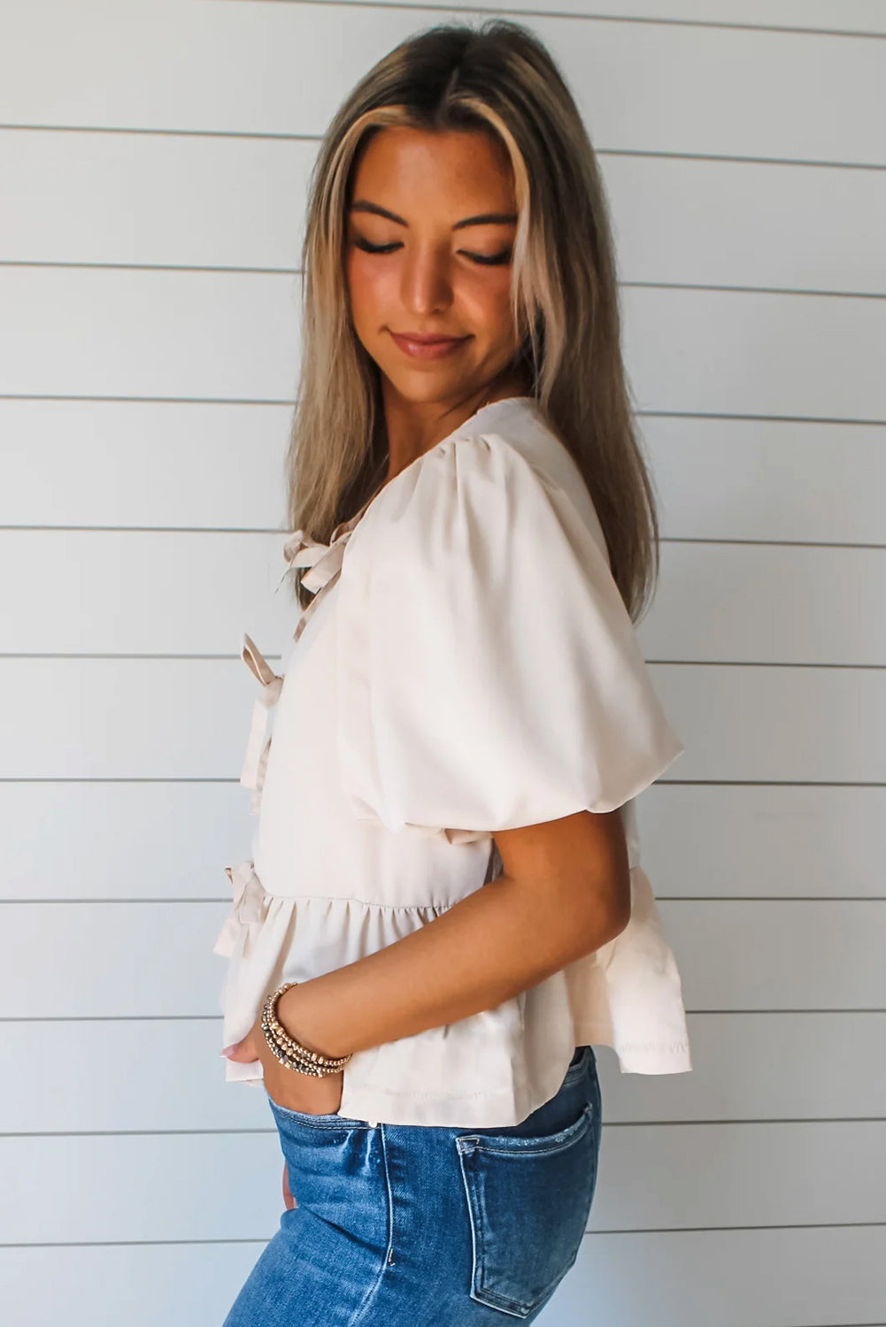 White Bow Blouse