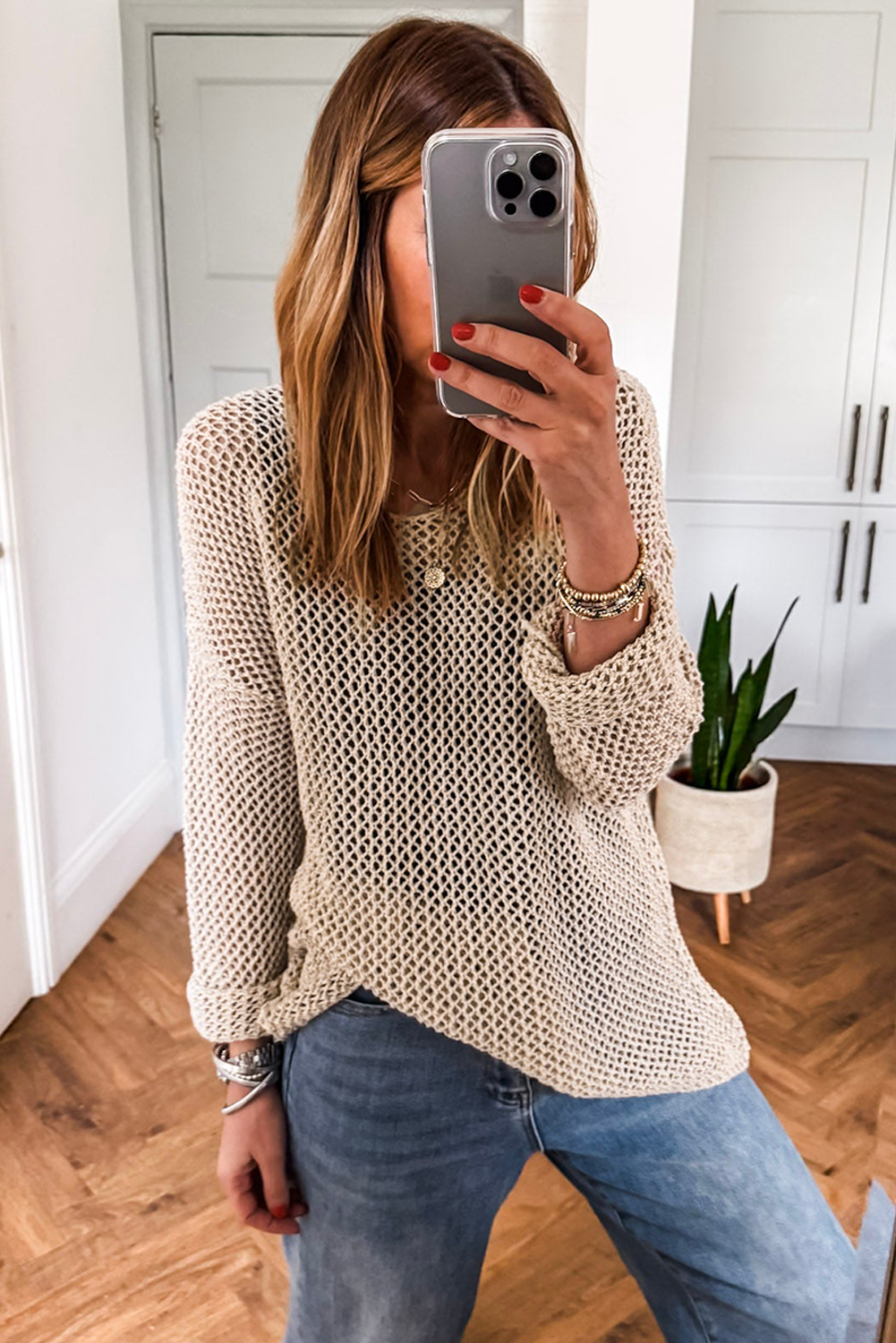 Smoke Gray Crochet Sweater