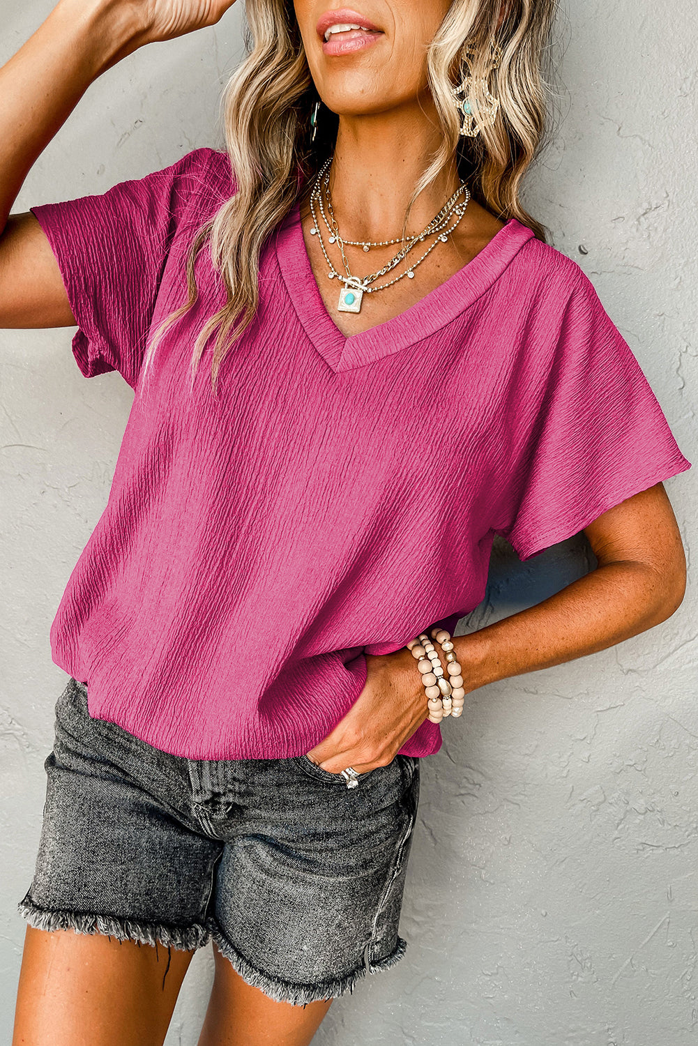 Bright Pink Crinkled Shirt