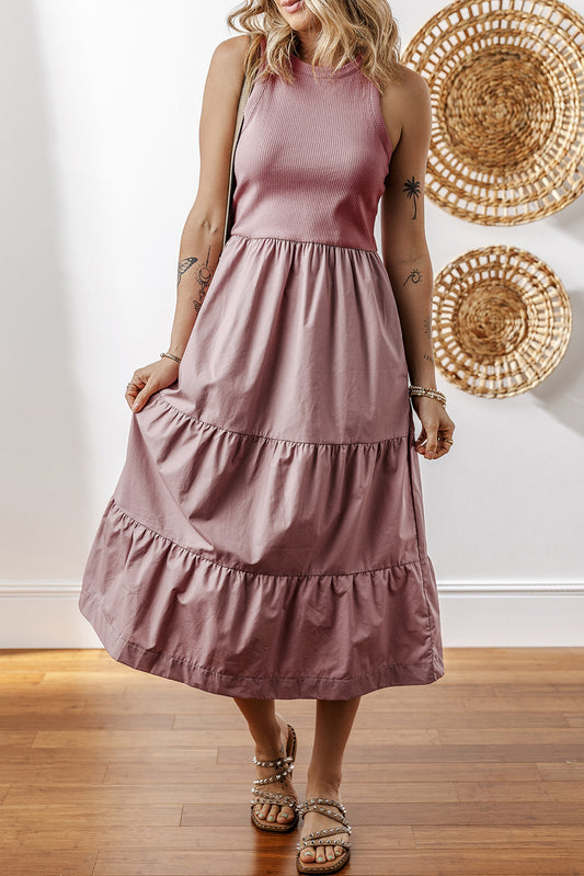 Rose Ribbed Midi Dress