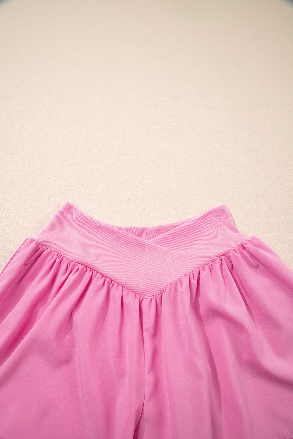 Bright Pink Crossed Waist Shorts