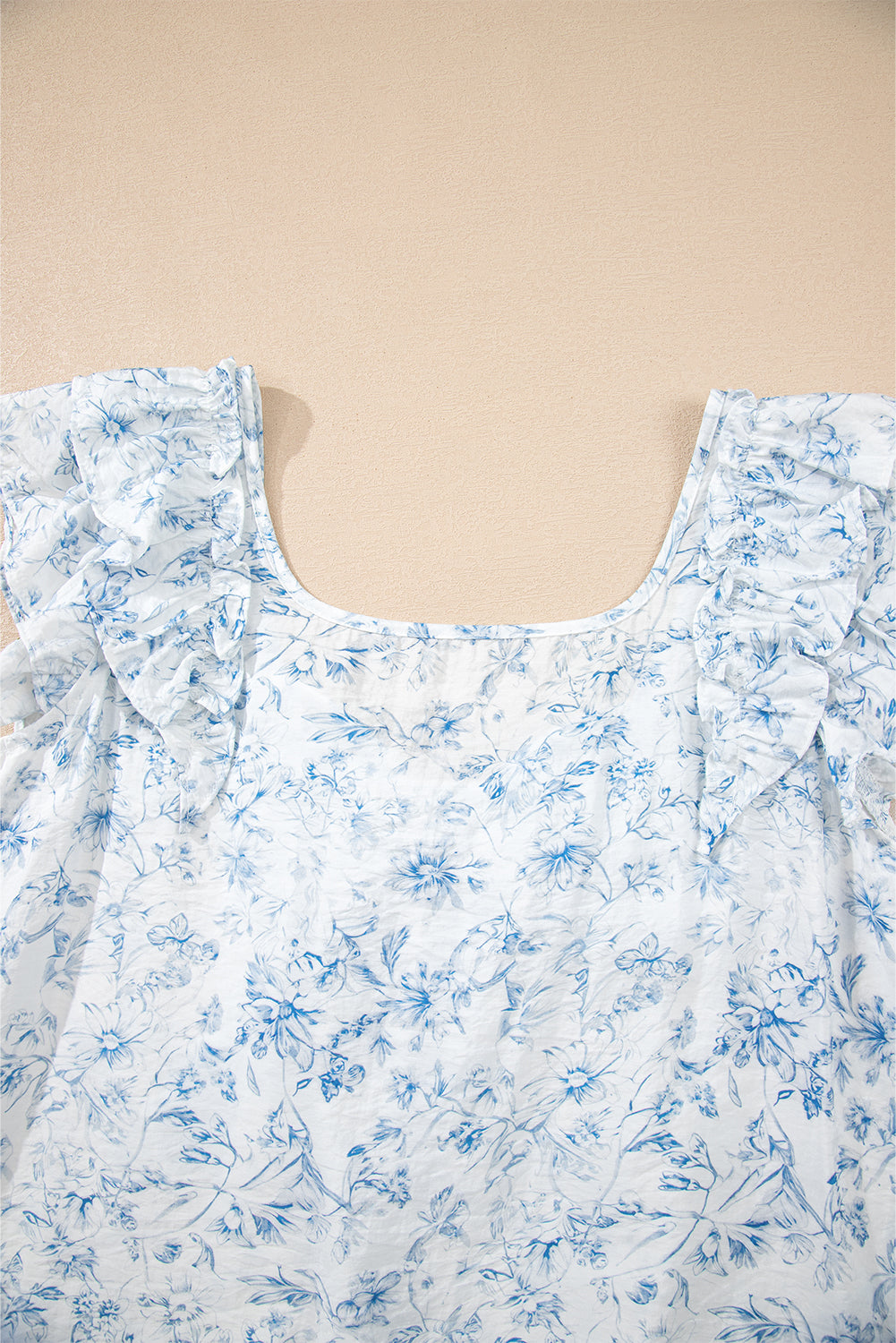 Sky Blue Floral Bow Back Blouse