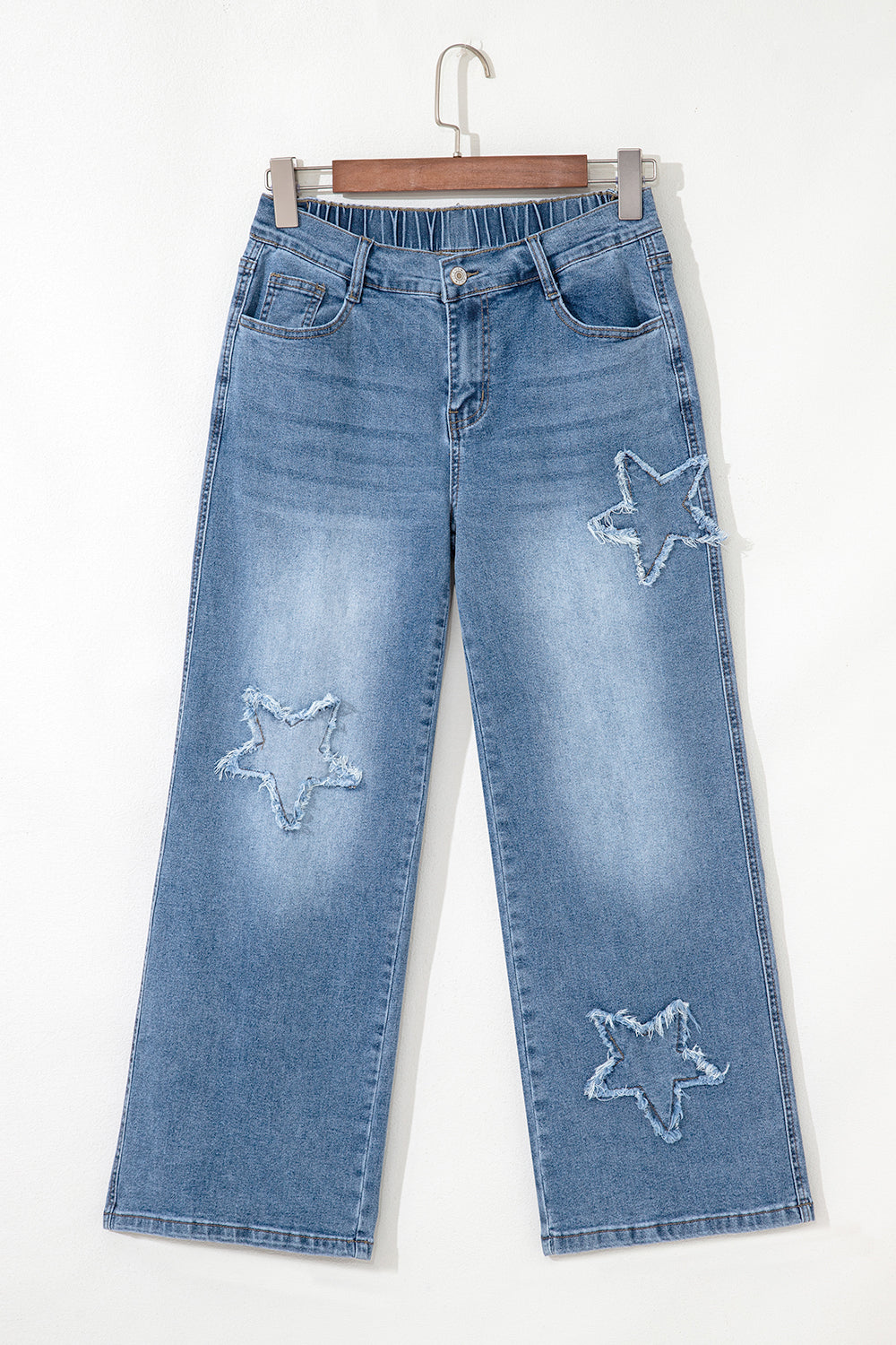 Blue Star Patchwork Wide Leg Jeans