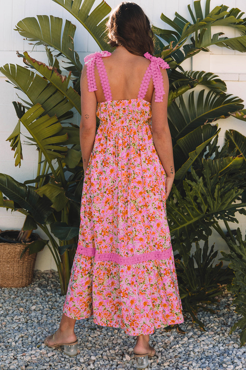 Rose Floral Lace Maxi Dress