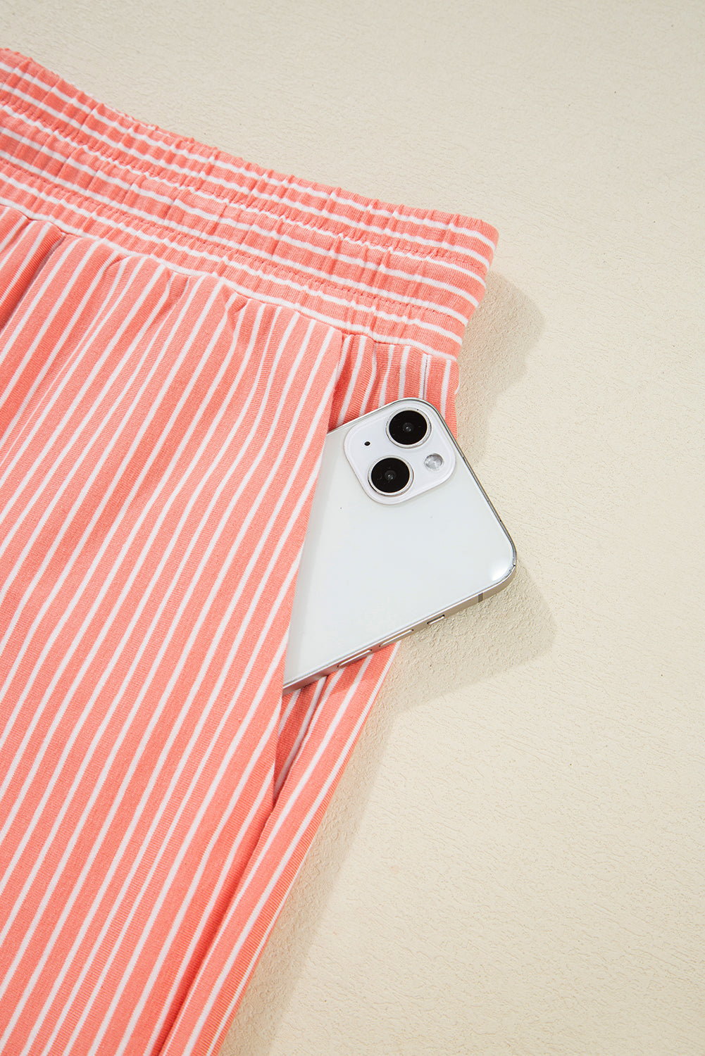 Orange Stripe Loose Polo & Shorts Set