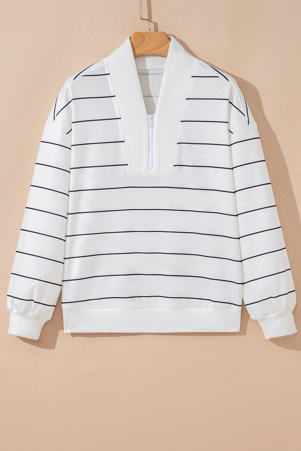 White Zip Long Sleeve Top