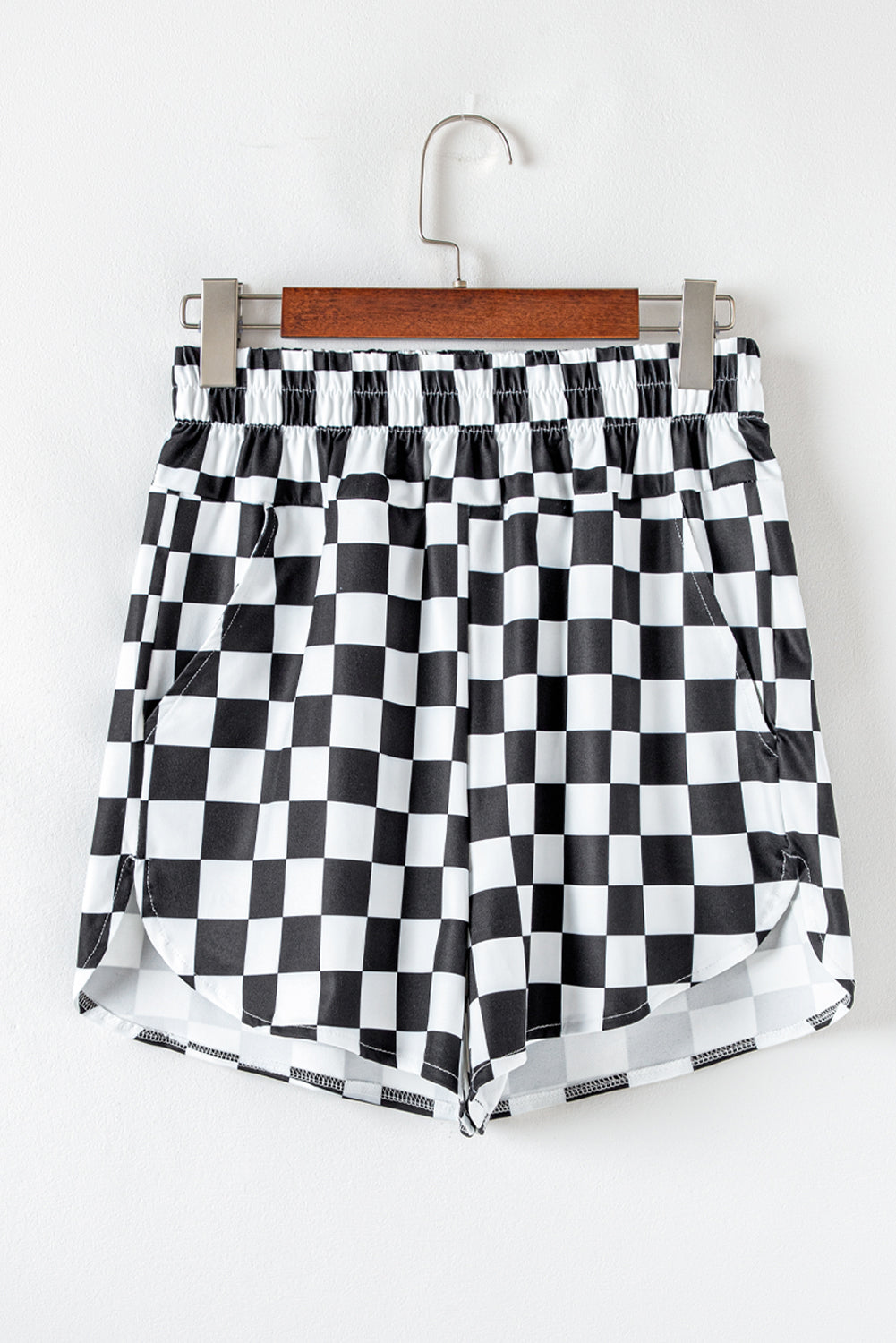 Black Checkered High Waist Shorts