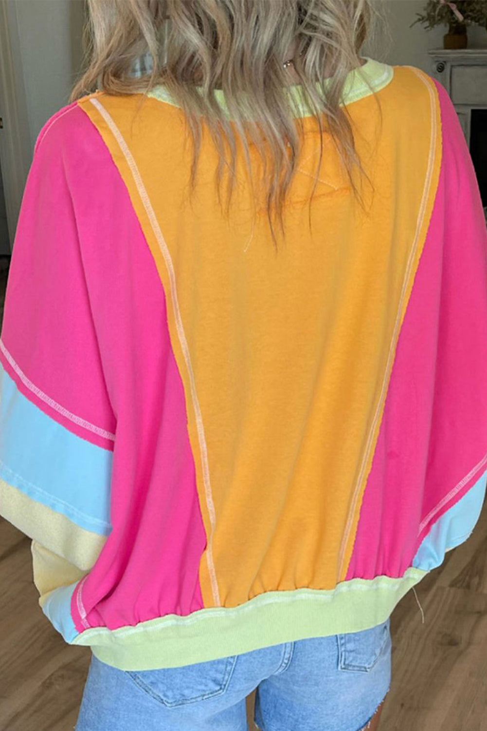 Rose Red Colorblock Sweatshirt