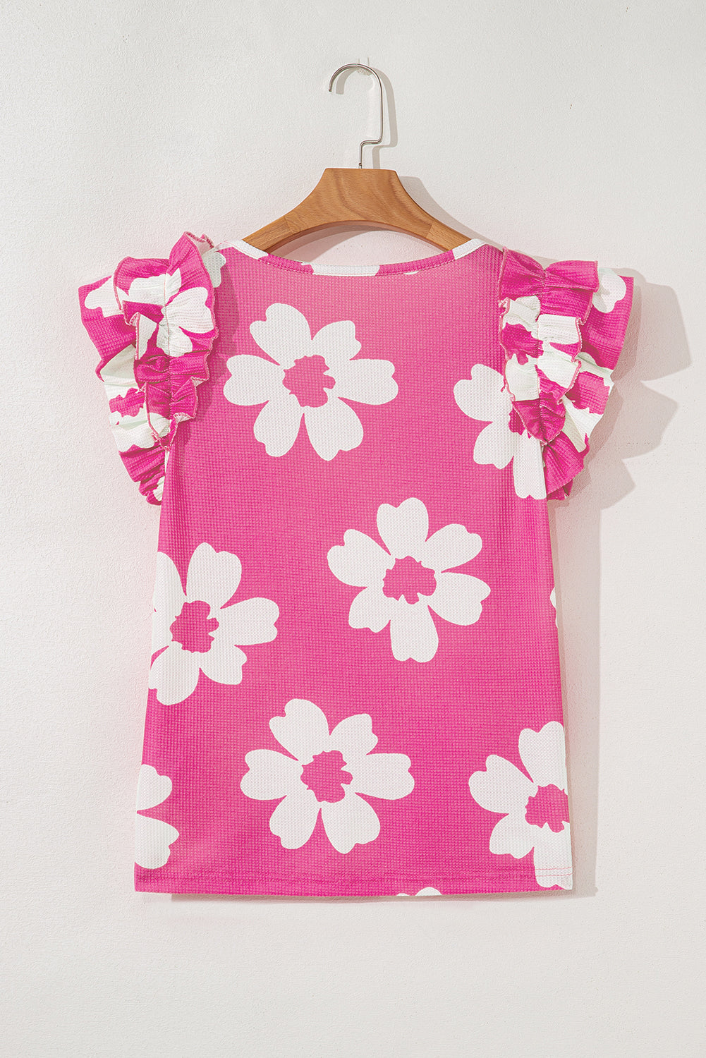 Pink Floral Ruffled Blouse
