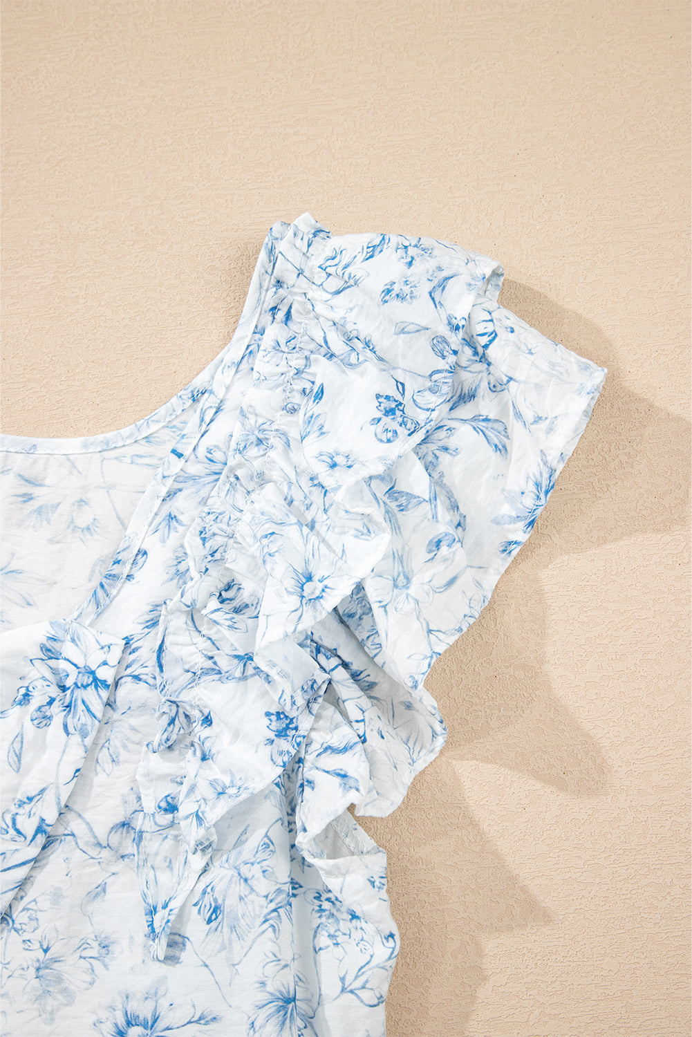 Sky Blue Floral Bow Back Blouse