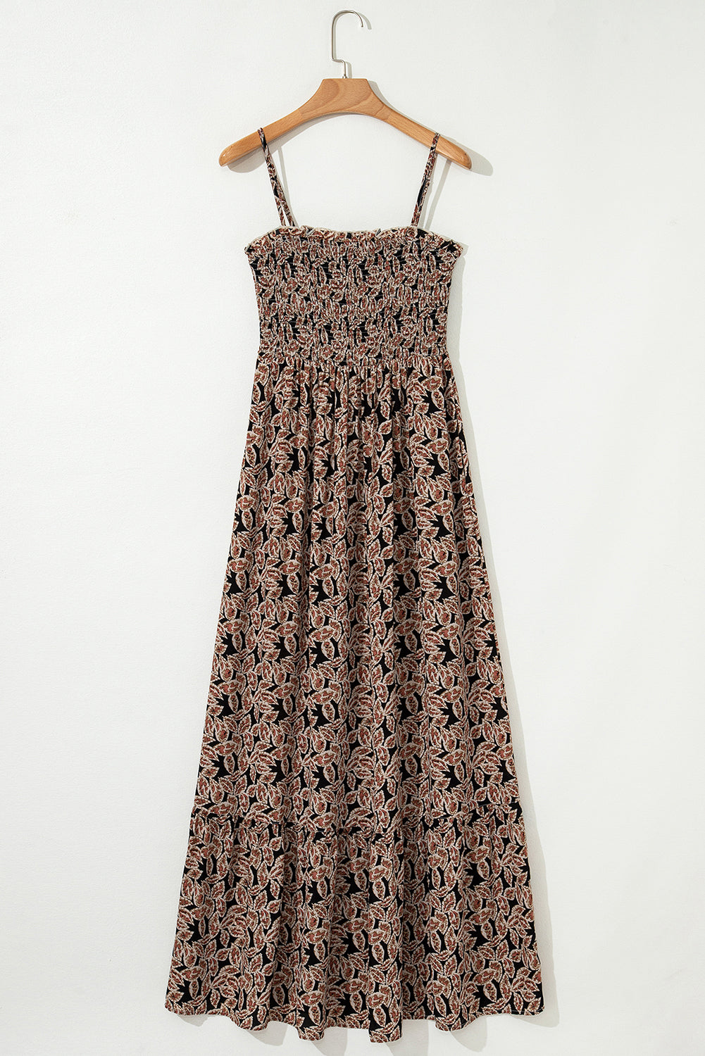 Brown Floral Smocked Flowy Sun Dress