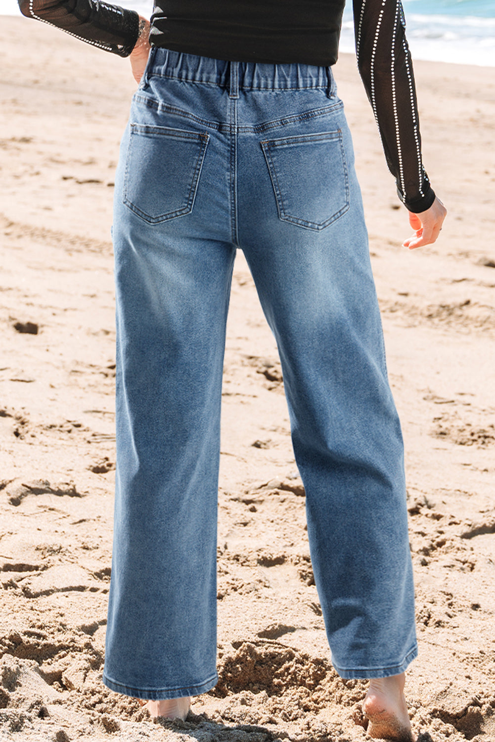 Blue Star Patchwork Wide Leg Jeans