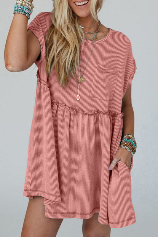 Dusty Pink Mini Dress with Pockets