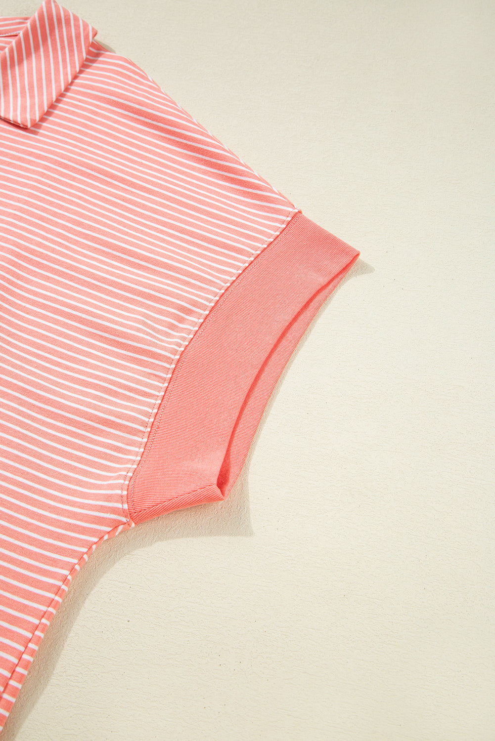 Orange Stripe Loose Polo & Shorts Set