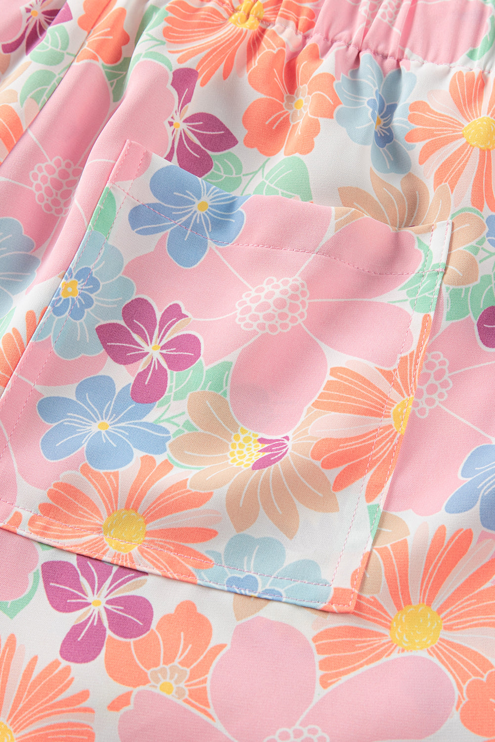 Pink Floral Casual Shorts