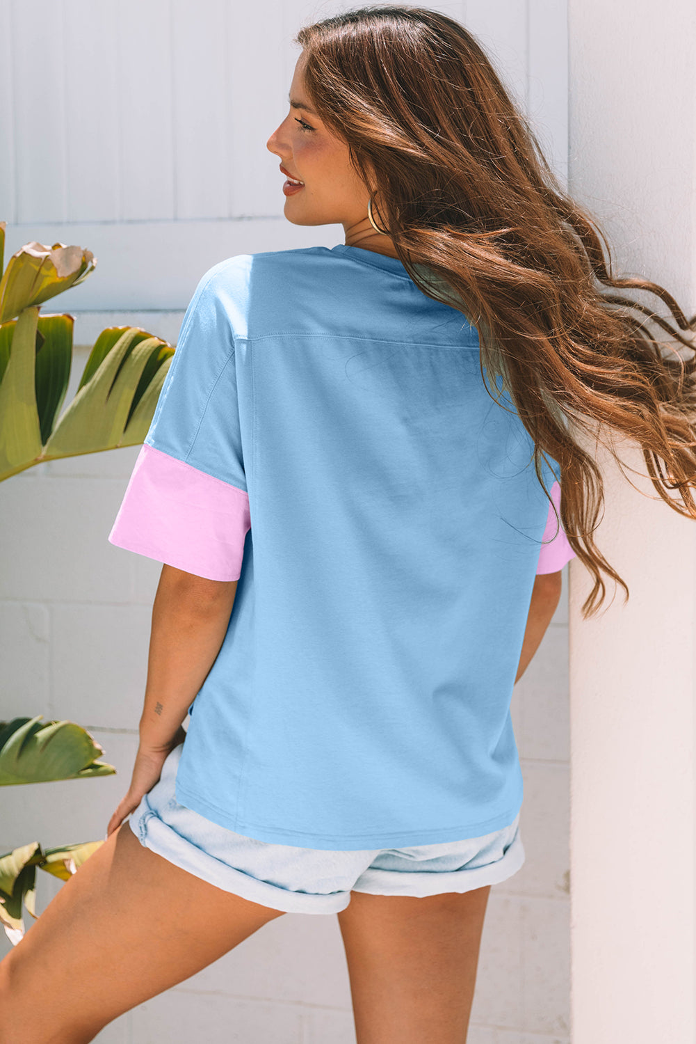 Frayed Denim Star Patched Oversize Shirt