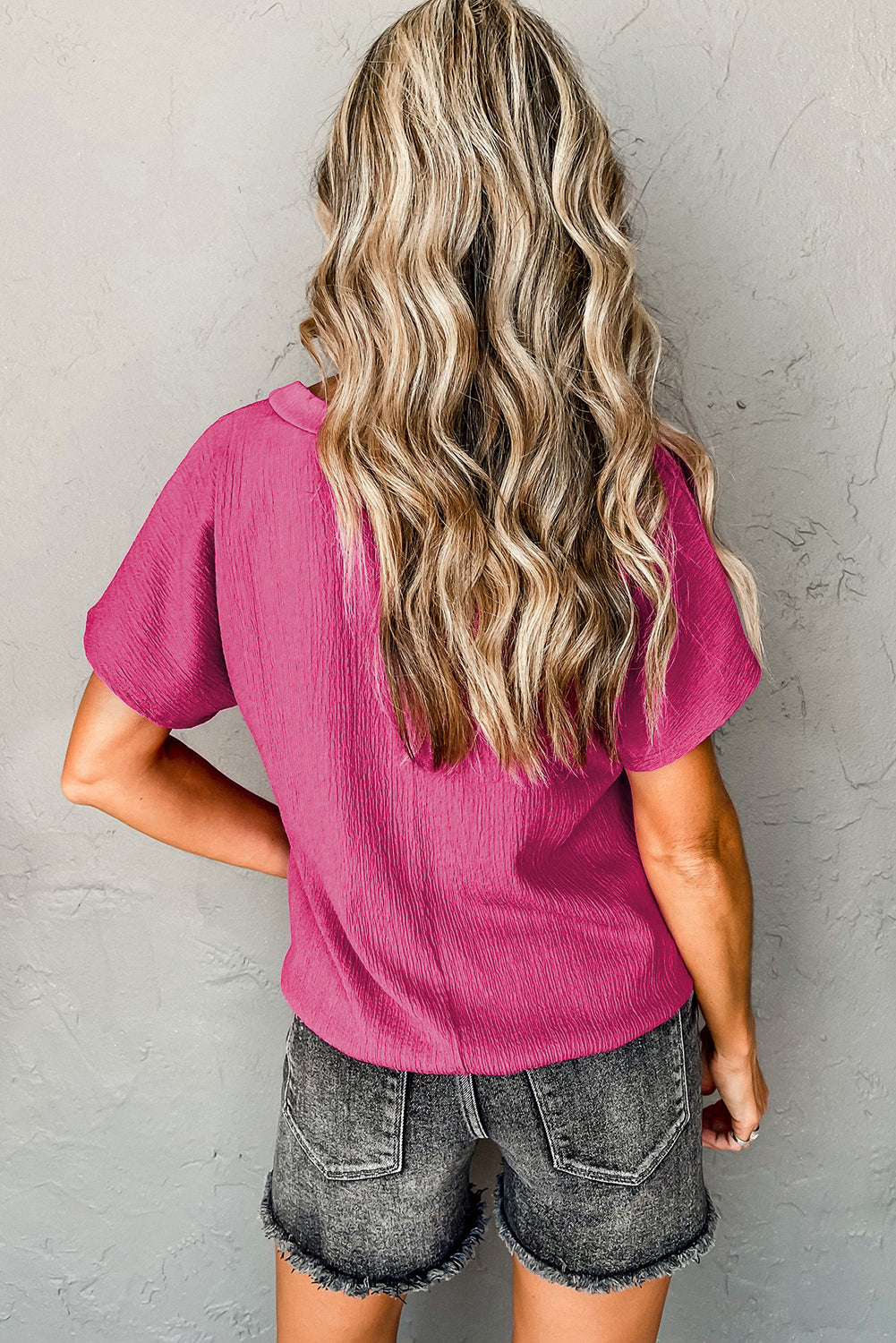 Bright Pink Crinkled Shirt