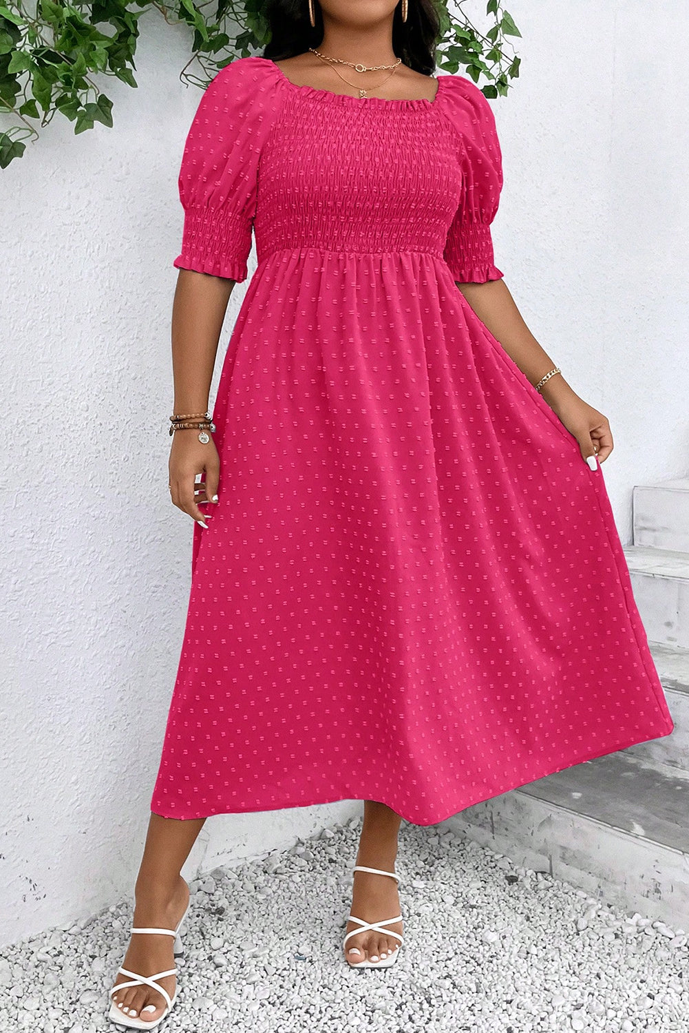 Pink Swiss Dot Dress