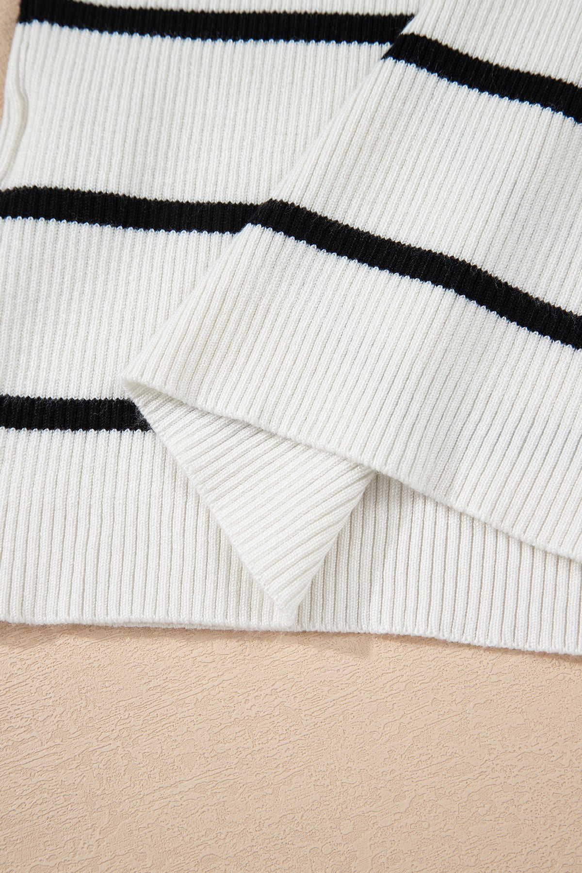 Black Striped Scalloped Sleeveless Sweater Vest