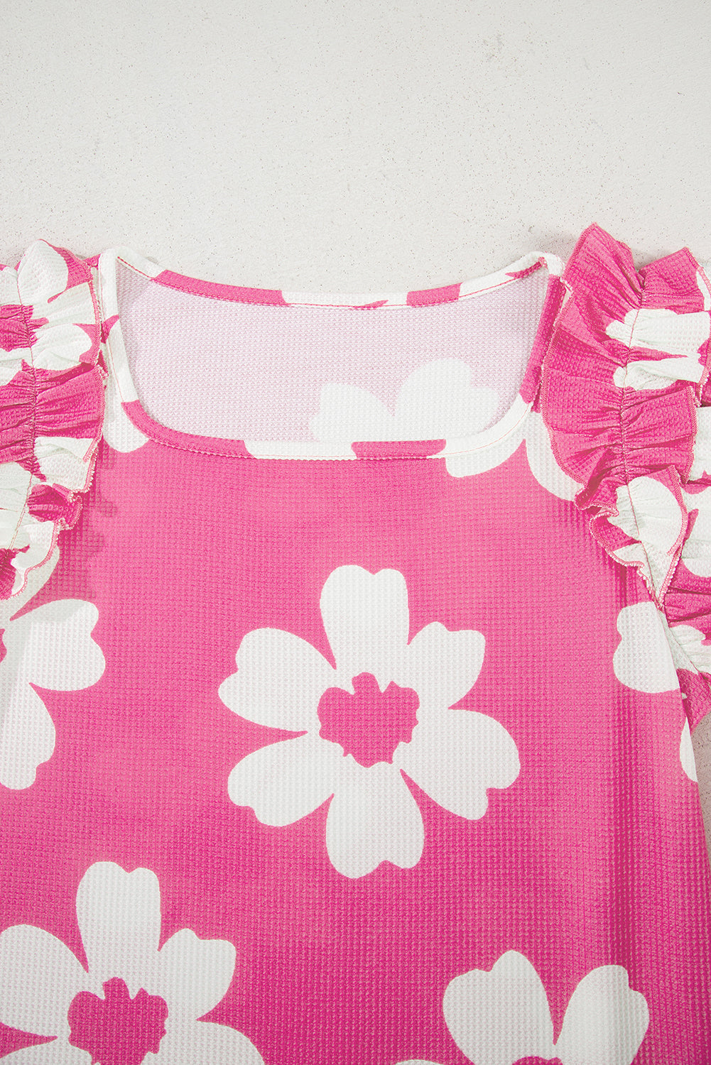 Pink Floral Ruffled Blouse