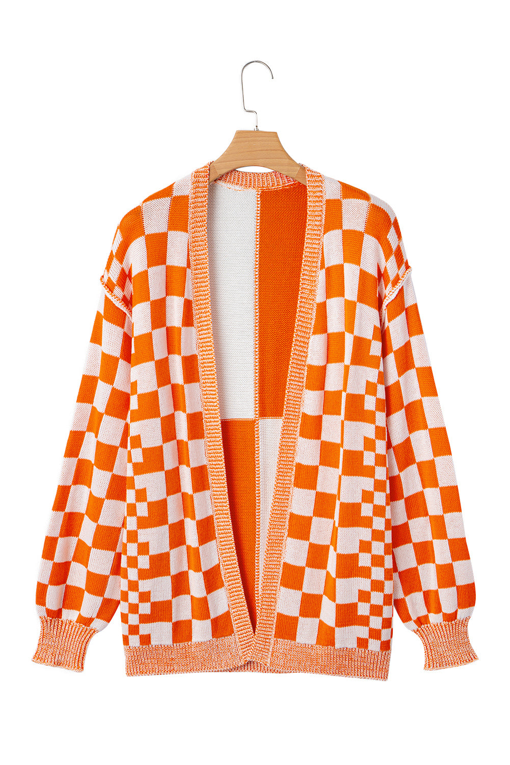 Orange Checkered Cardigan