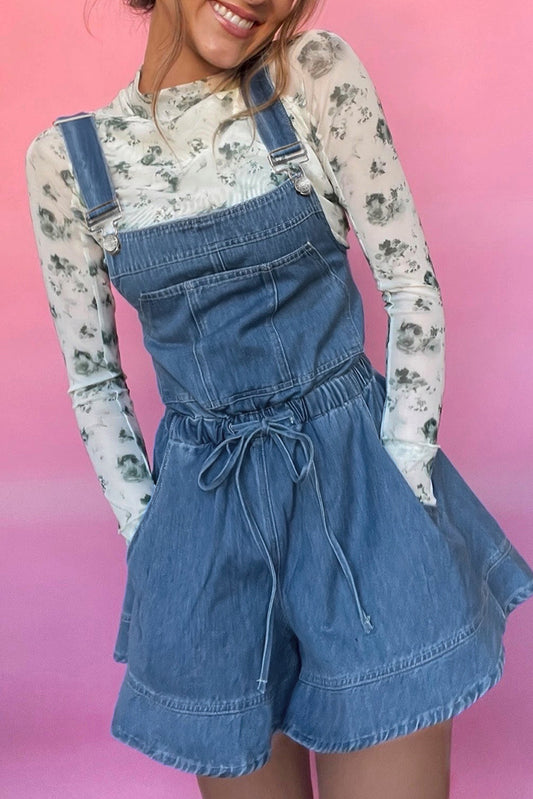 Buckle Straps Denim Romper
