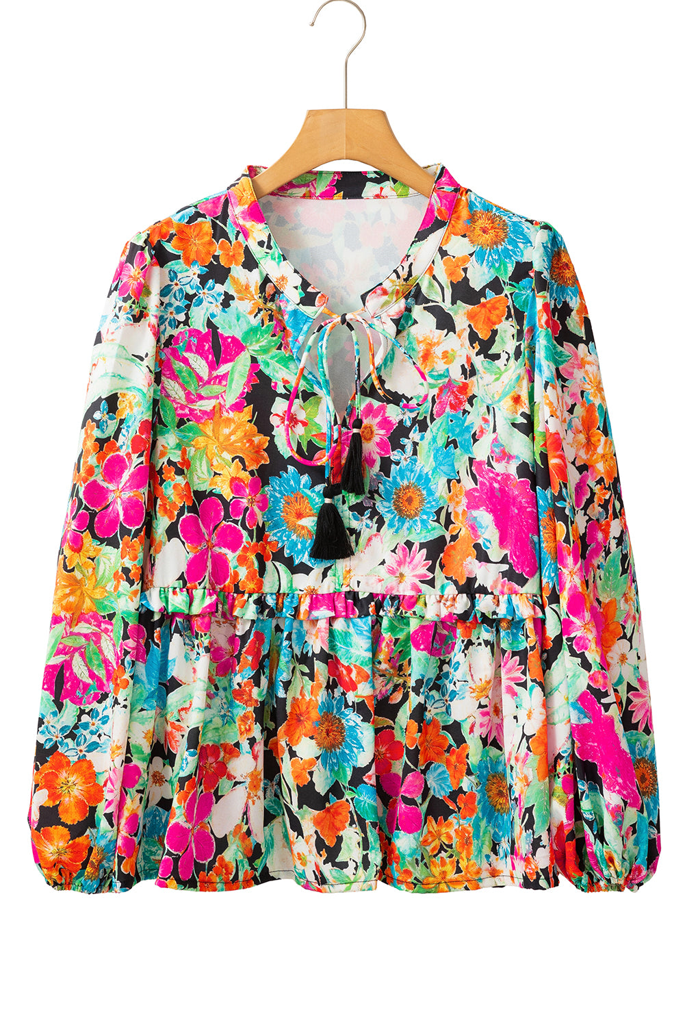 Multicolour Floral Print Ruffled Blouse