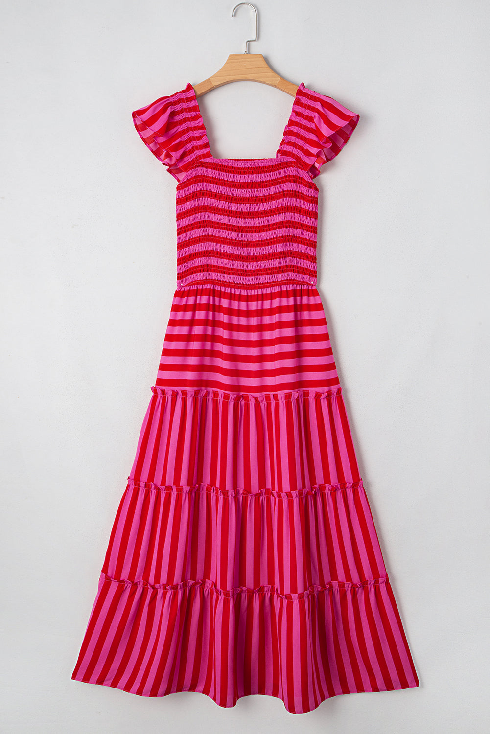 Rose Stripe Tiered Maxi Dress