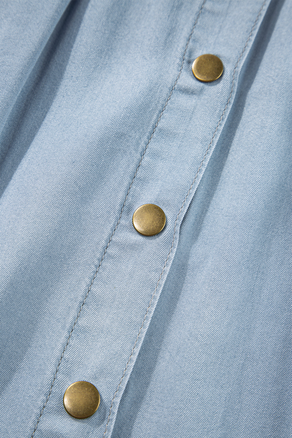 Mist Blue Buttoned Long Denim Skirt