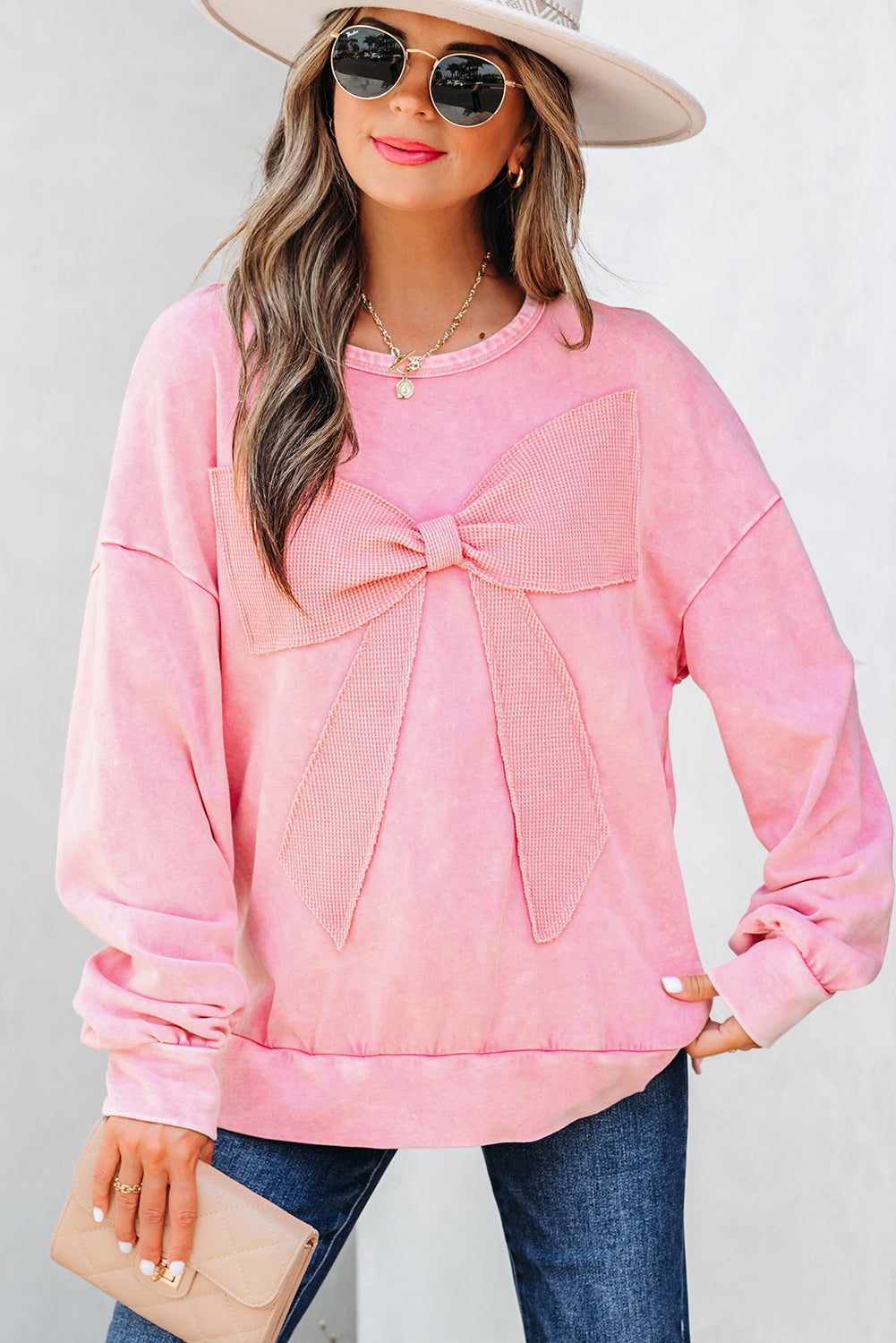 Bright Pink Mineral Wash Sweatshirt