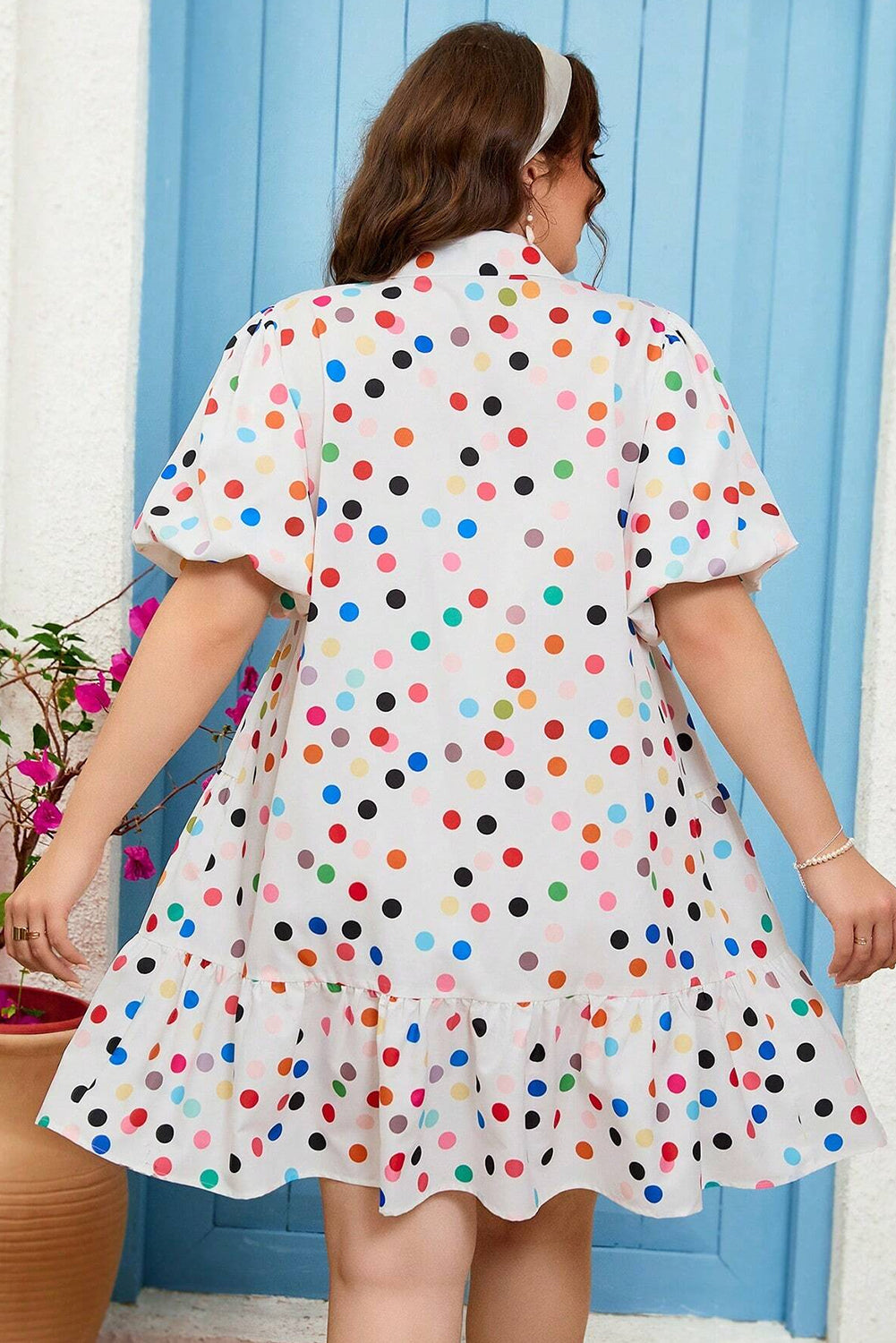 White Polka Dot Shirt Dress