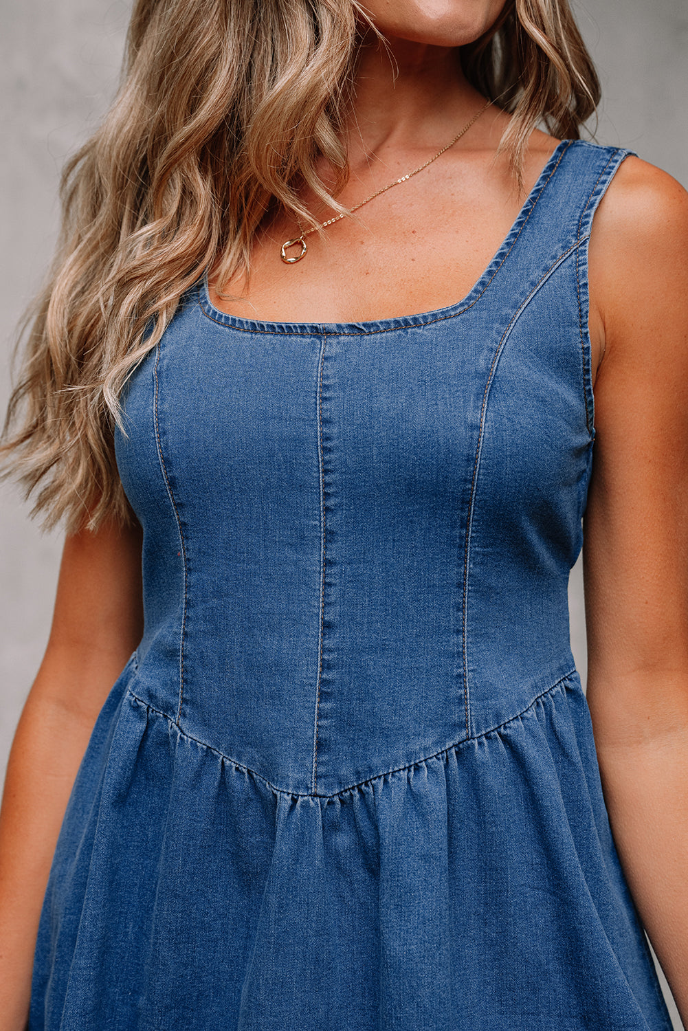 Sail Blue Sleeveless Denim Dress