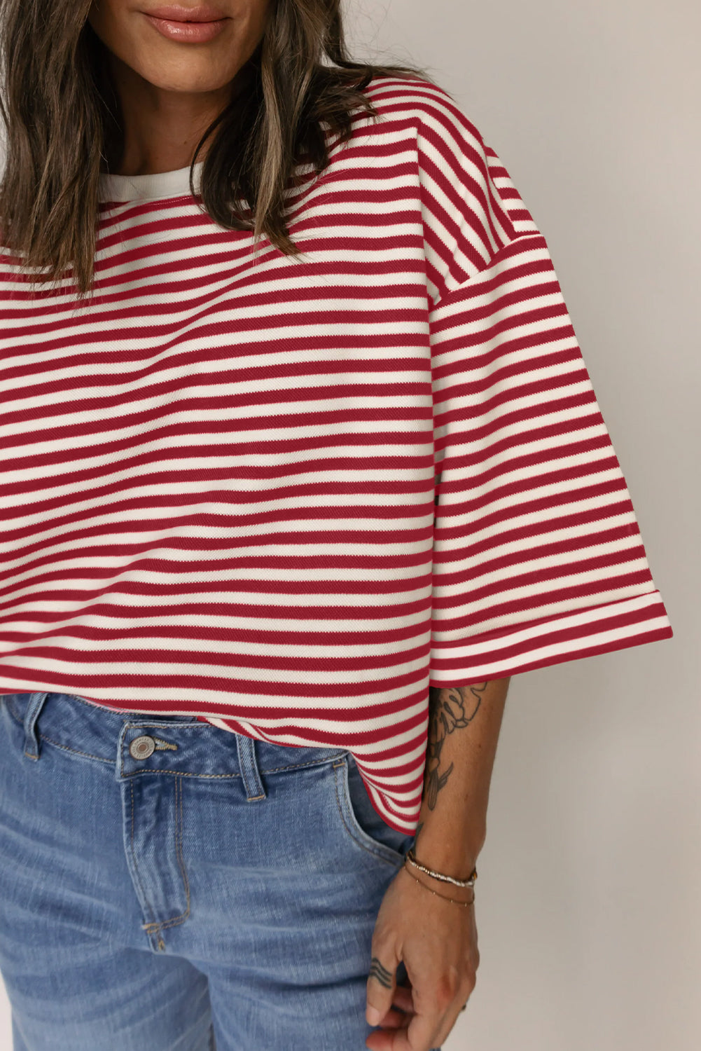 Red Stripe Bowknot Tee