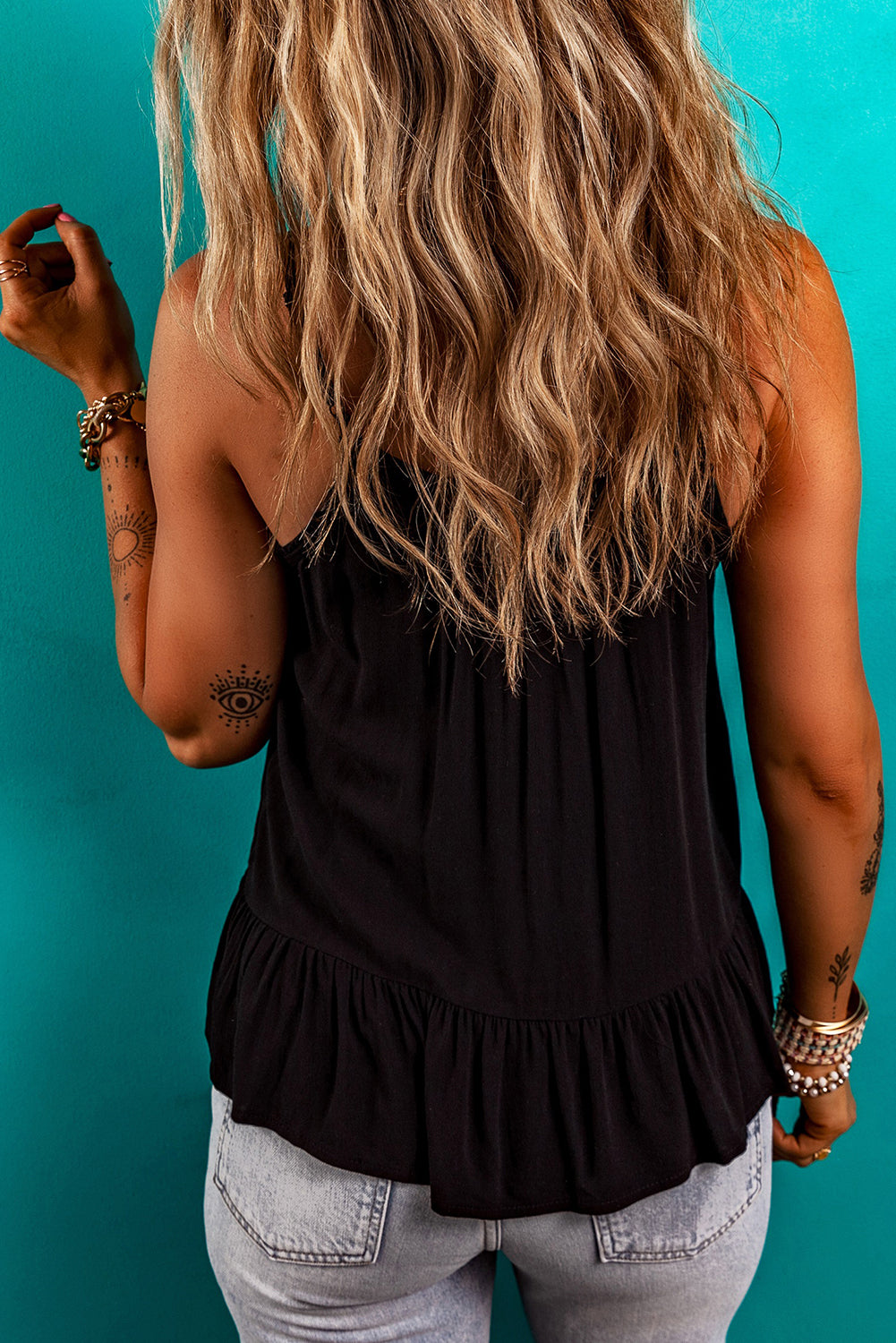 Black Floral Embroidery Top