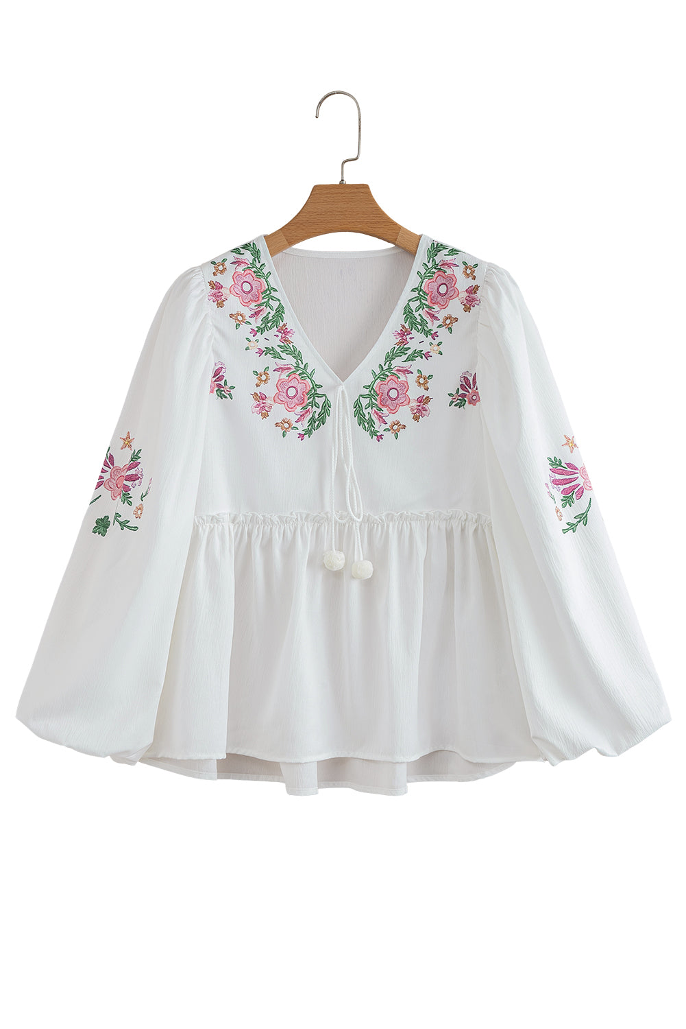 White Flower Babydoll Blouse