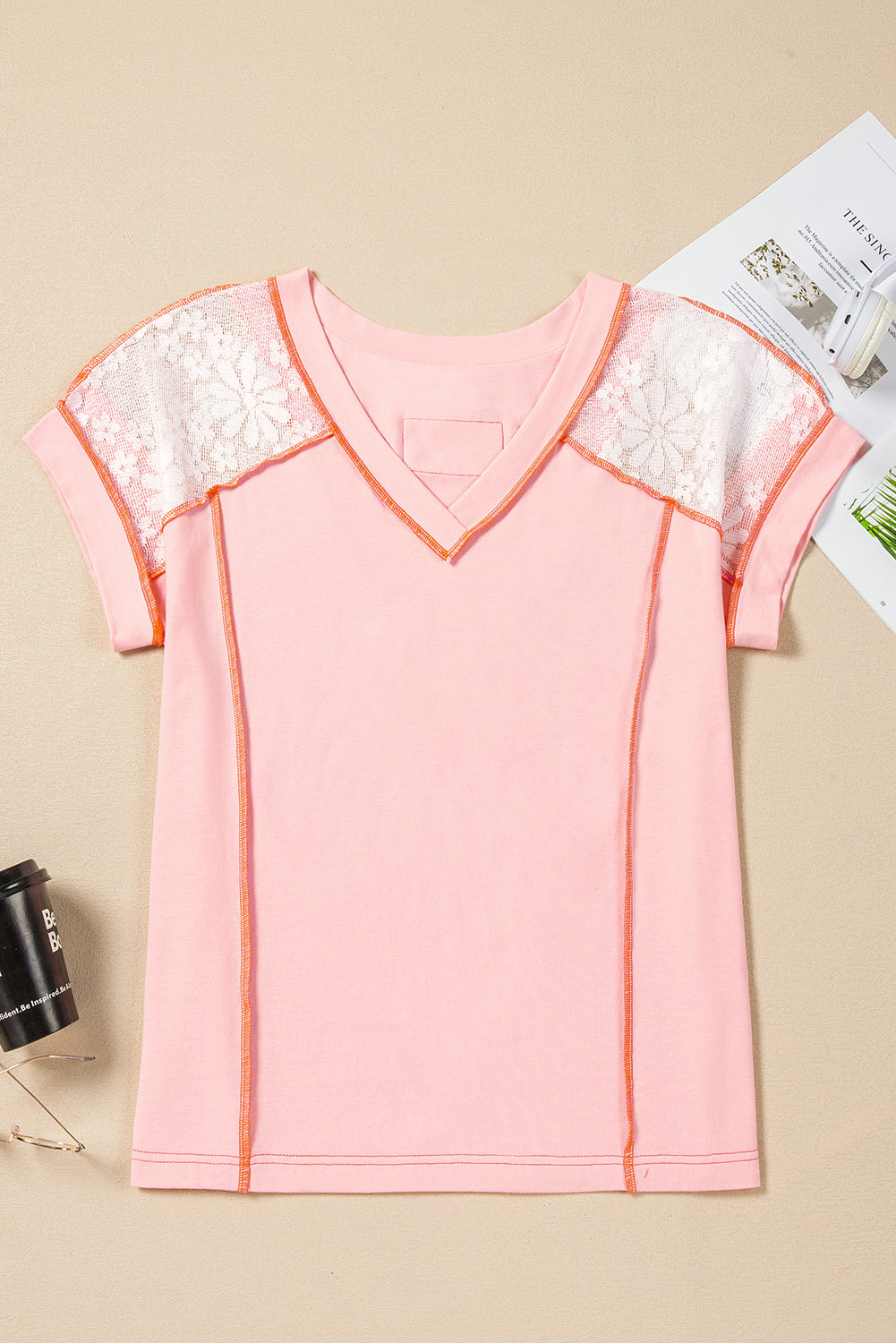 Light Pink Lace T Shirt
