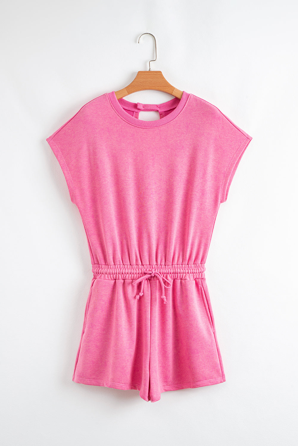 Hot Pink Mineral Wash Short Sleeve Romper