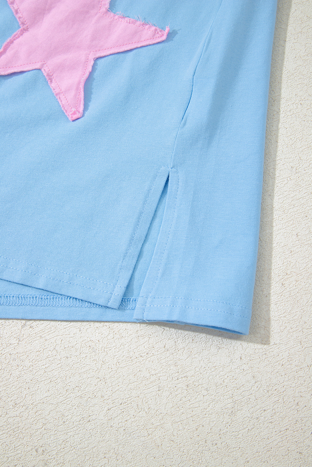Frayed Denim Star Patched Oversize Shirt
