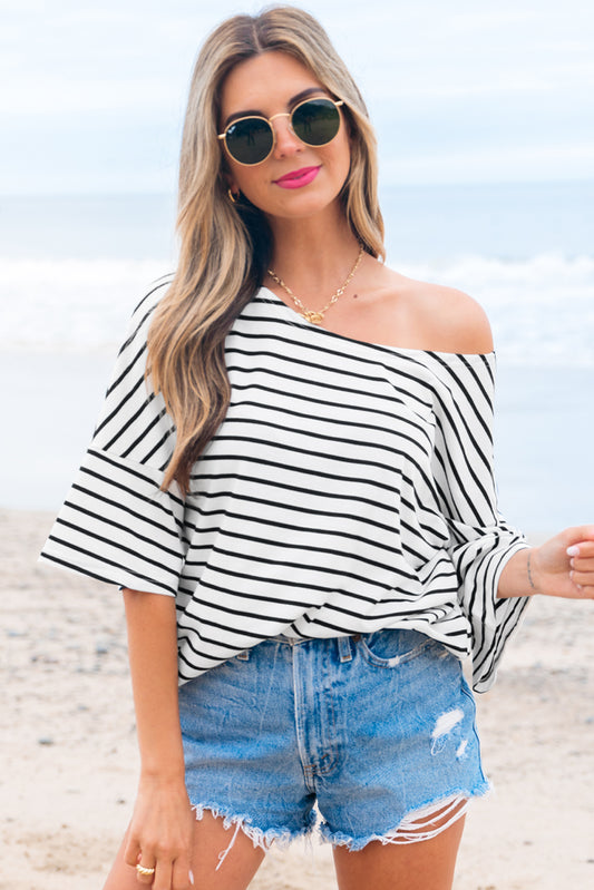 Black Stripe Loose Top