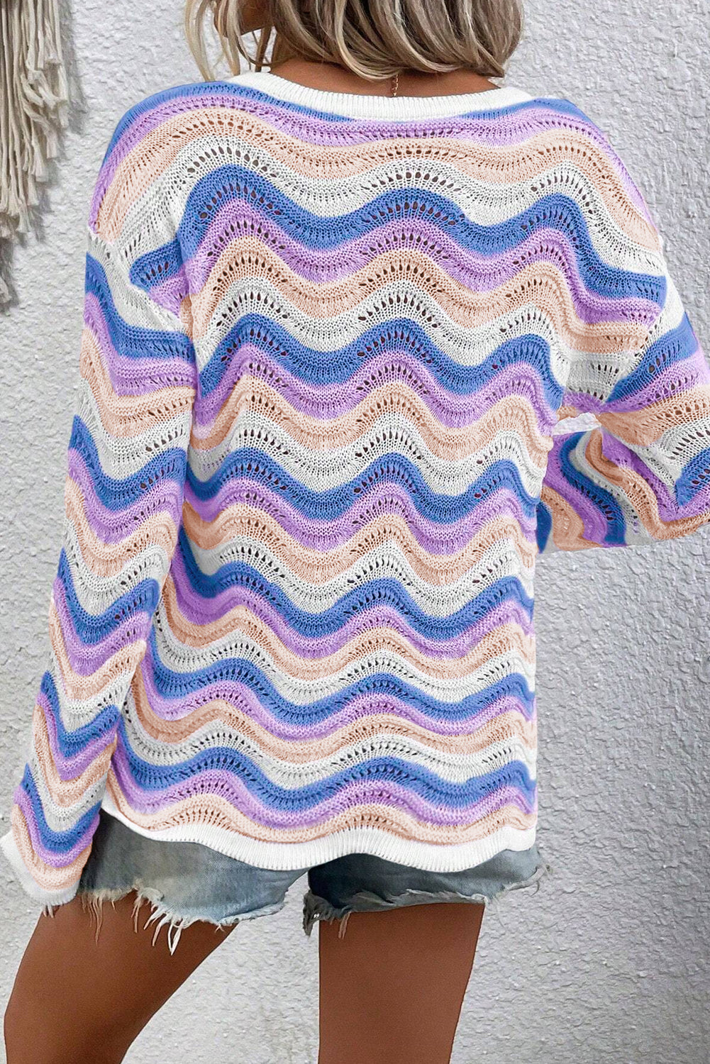 Purple Stripe Wavy Sweater