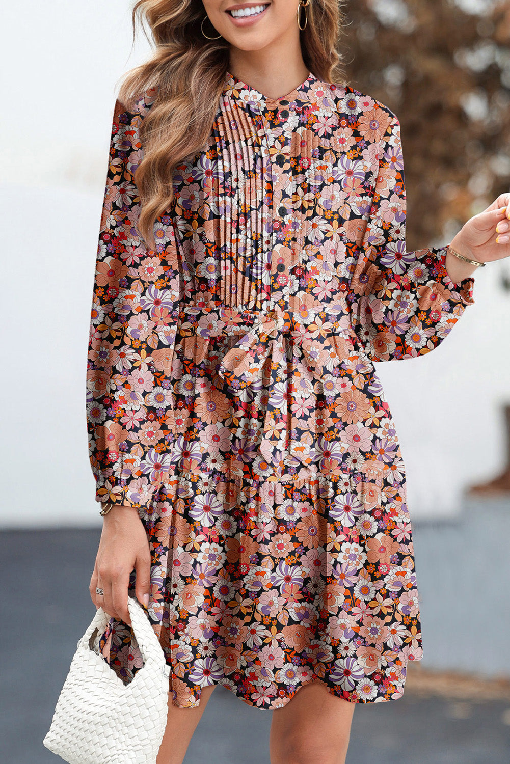Multicolour Floral Print Mini Dress