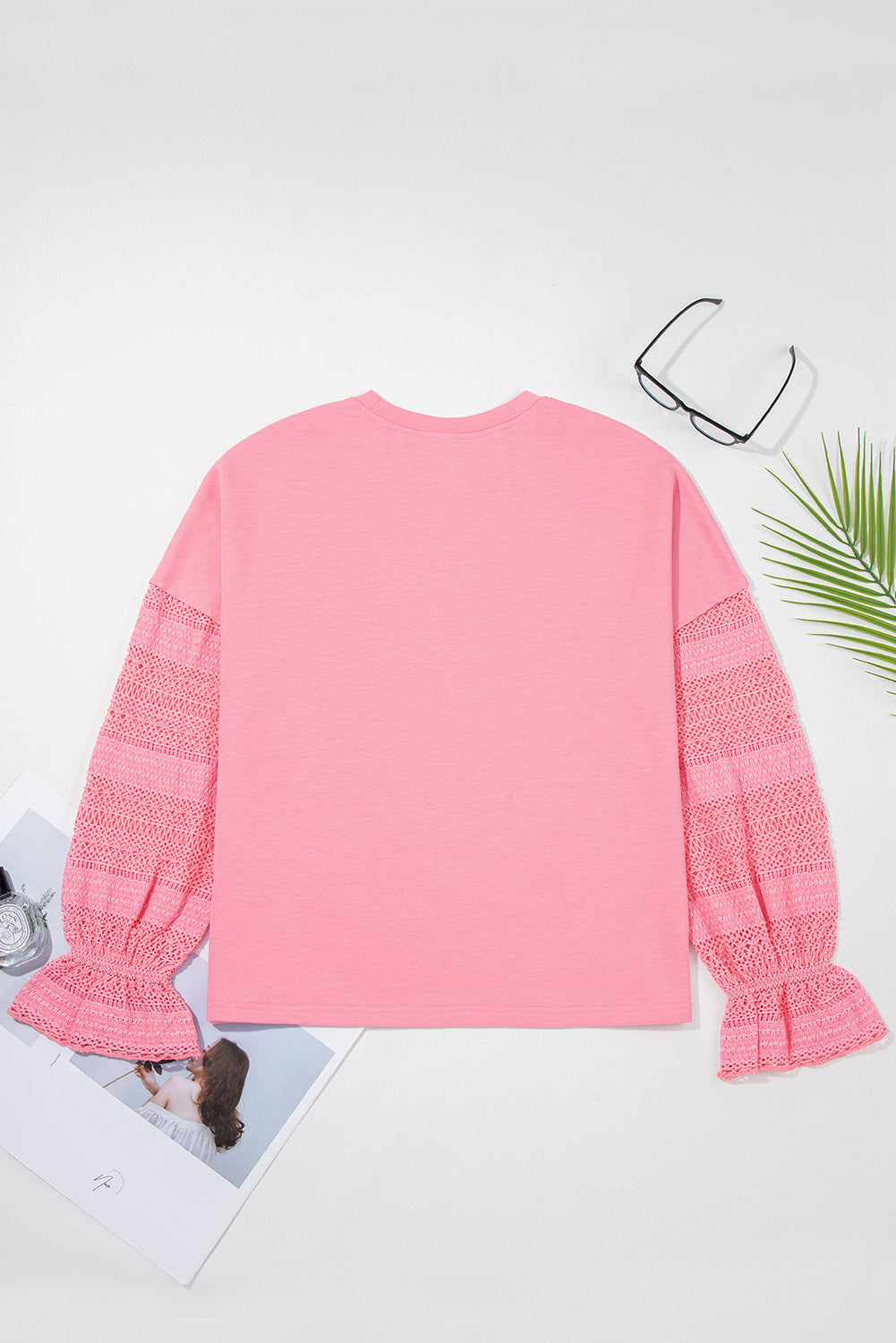 Pink Drop Shoulder Loose Sweatshirt