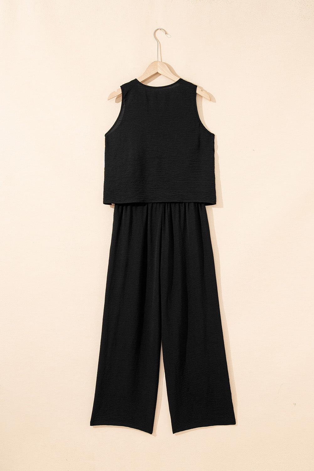 Black Buttoned Vest Set