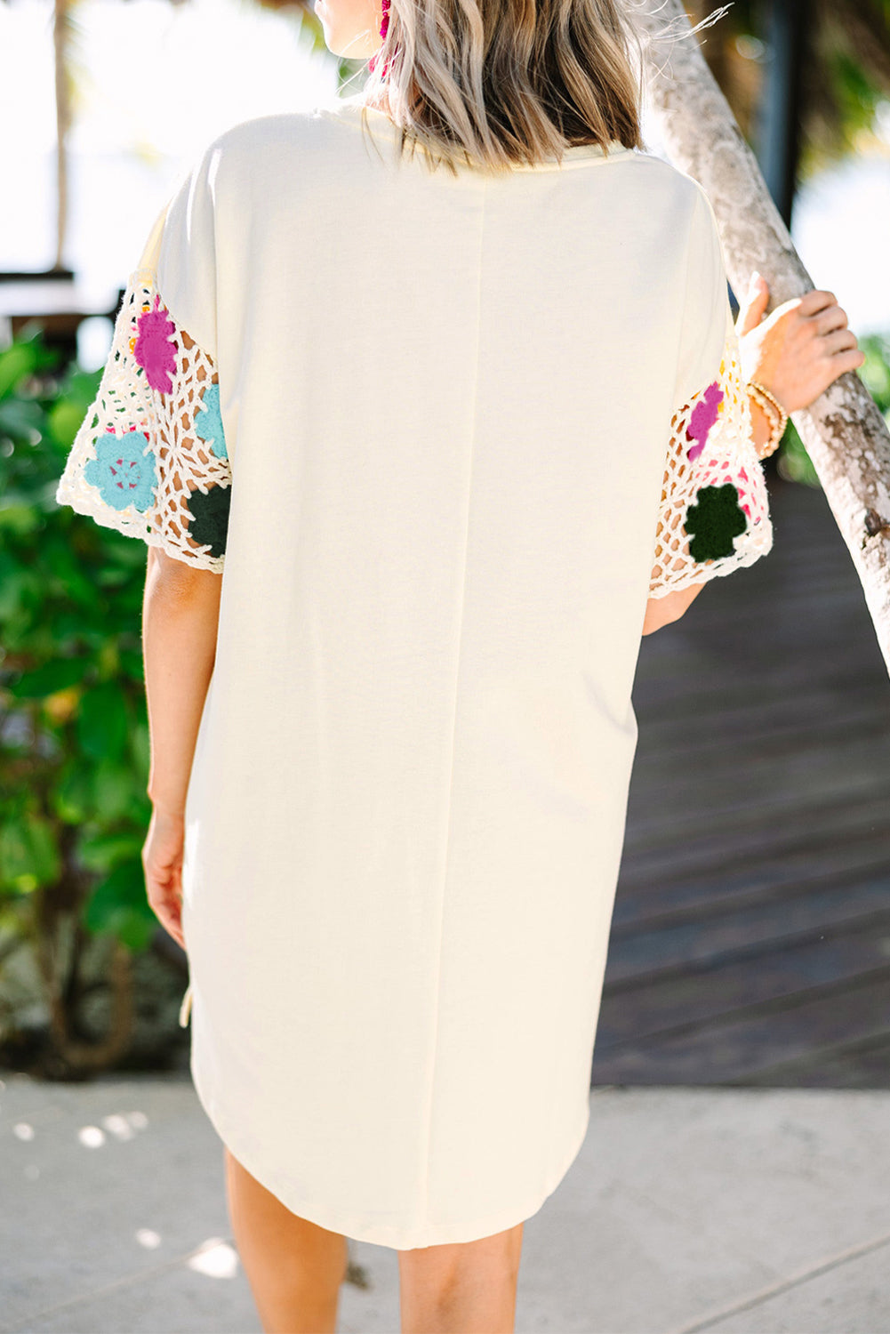 White Floral Crochet Dress